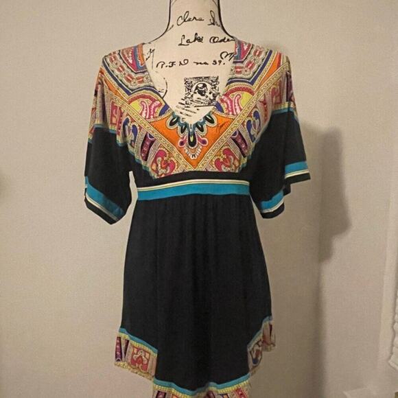 TRINA TURK MINI DRESS NEPAL TUNIC SIZE S AESTHETIC VERSATILE SUMMER COVER UP - Picture 5 of 16